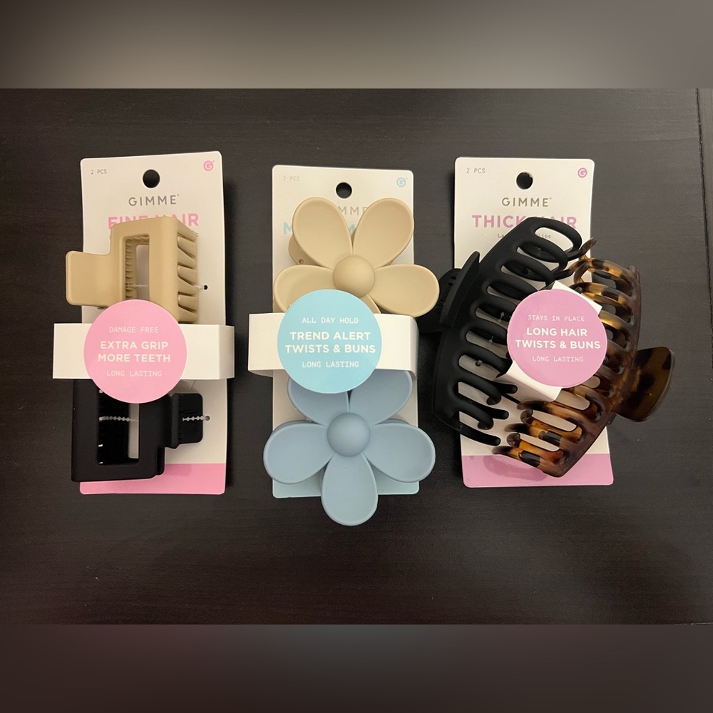 Women’s Hair Claw Clips – 6 Gimme Beauty Medium Flower Variety Pack Clips NWT